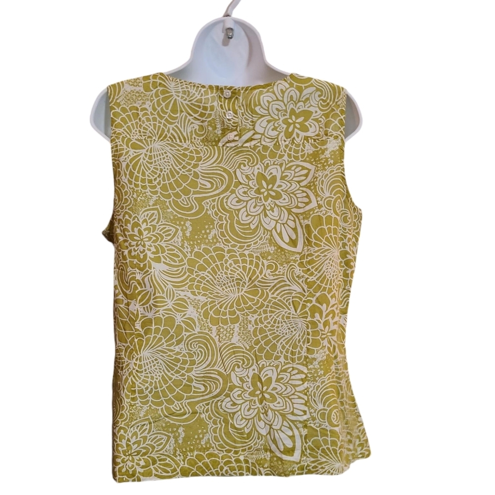 BANANA REPUBLIC green floral ruffle tank 12 - Picture 2 of 7